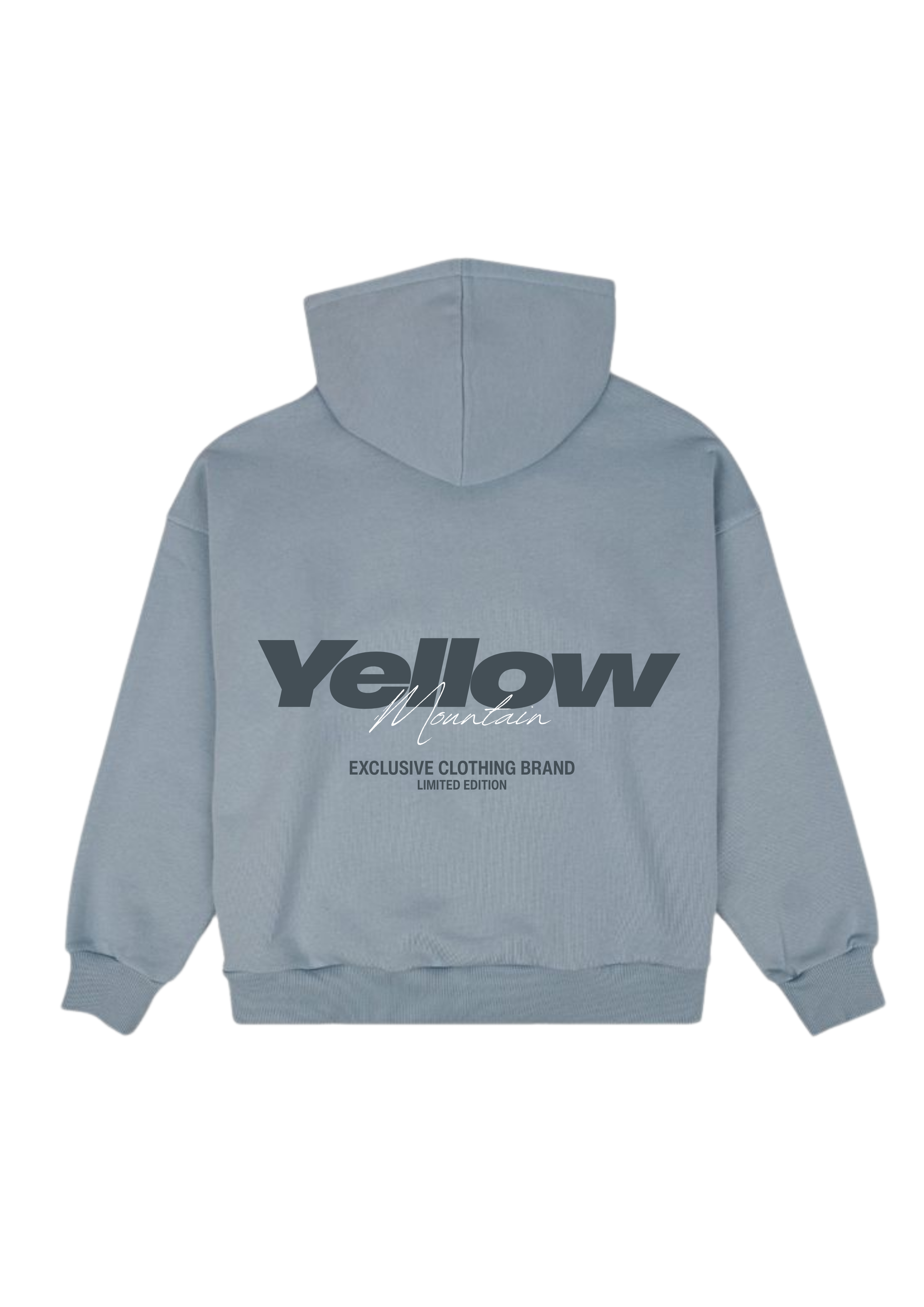 "YELLOW EXCLUSIVE” BLUE GRAY BOXY HOODIE UNISEX