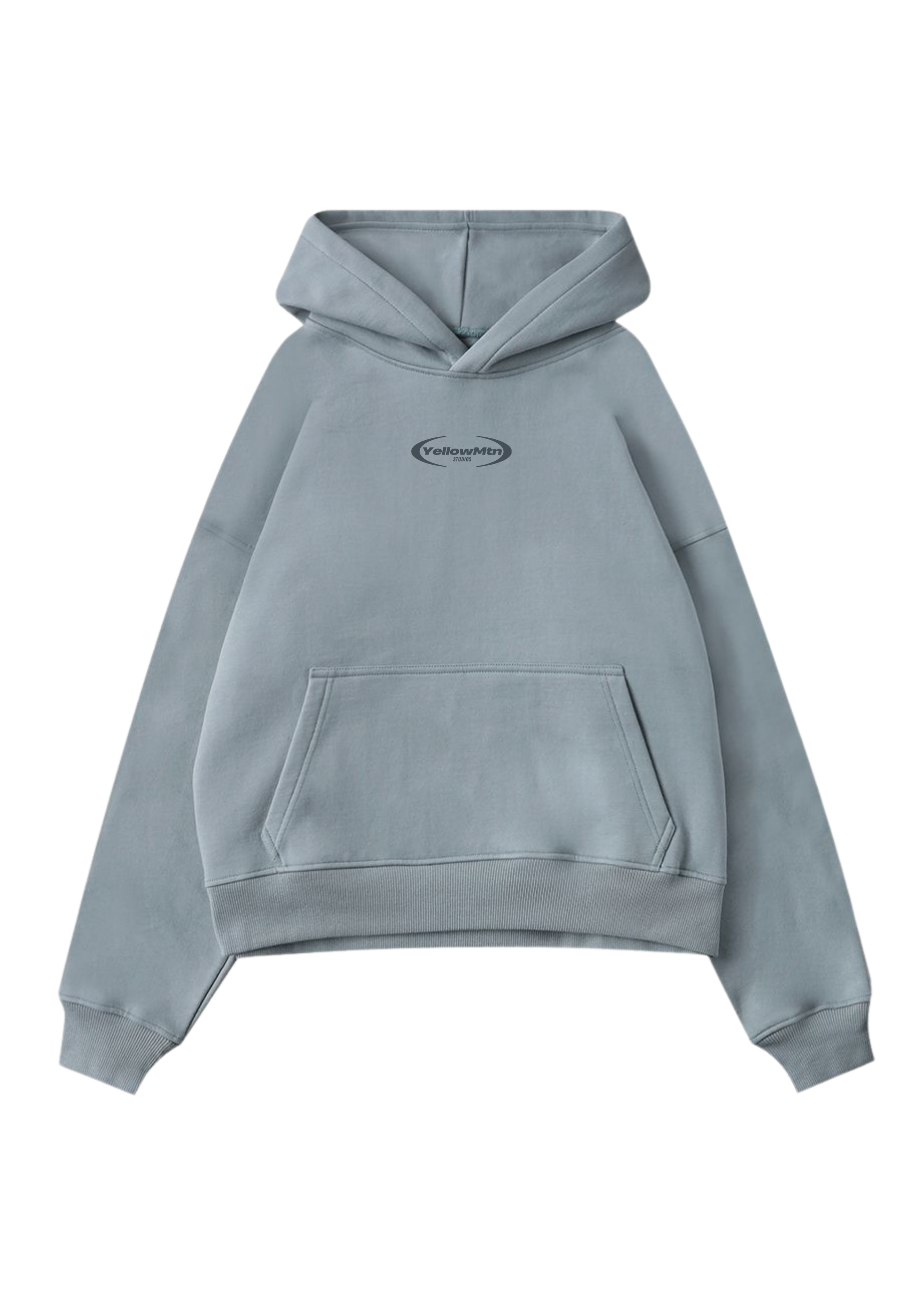 "YELLOW EXCLUSIVE” BLUE GRAY BOXY HOODIE UNISEX