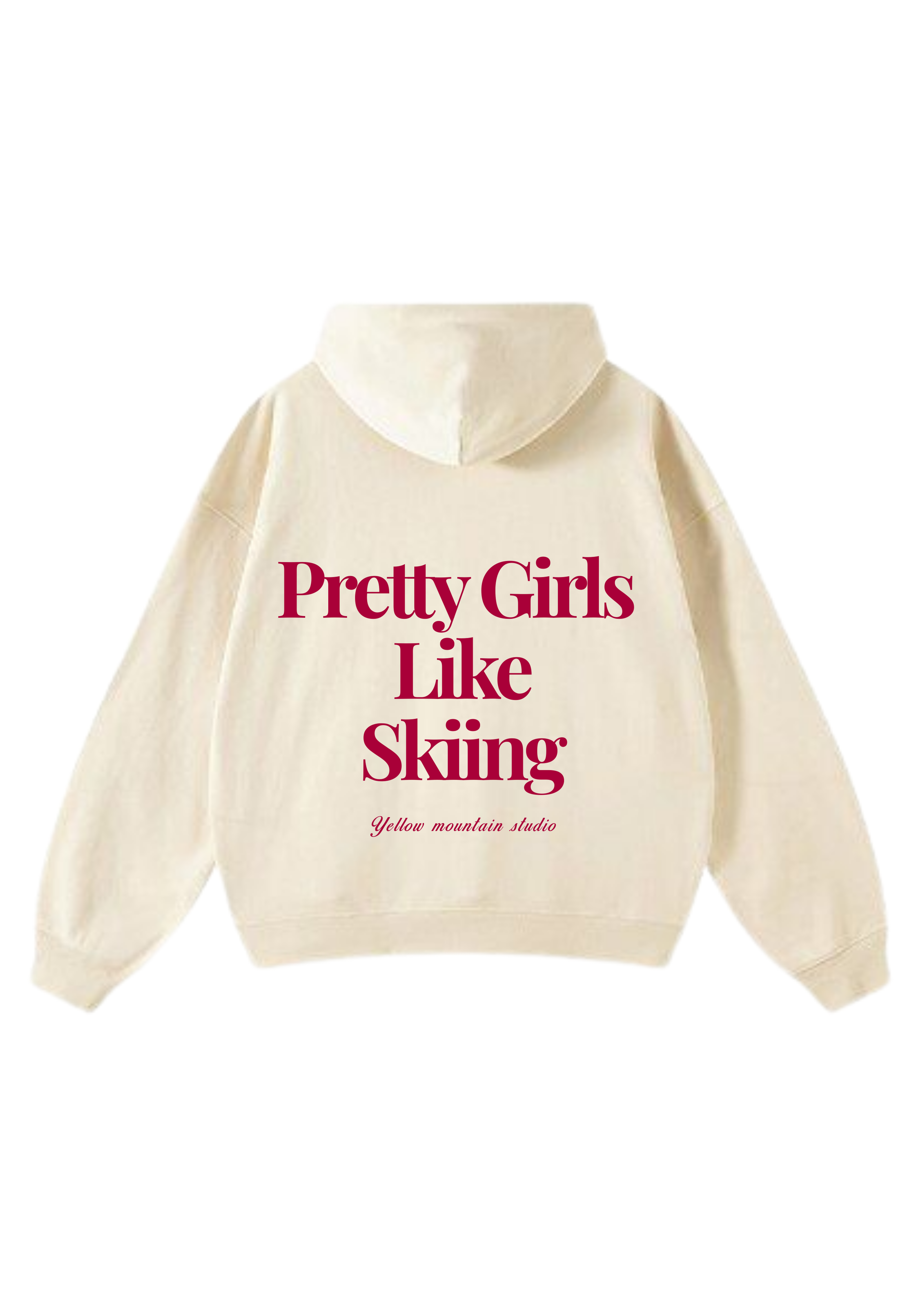 "PRETTY GIRLS LIKE SKIING” COCONUT MILK BOXY HOODIE UNISEX