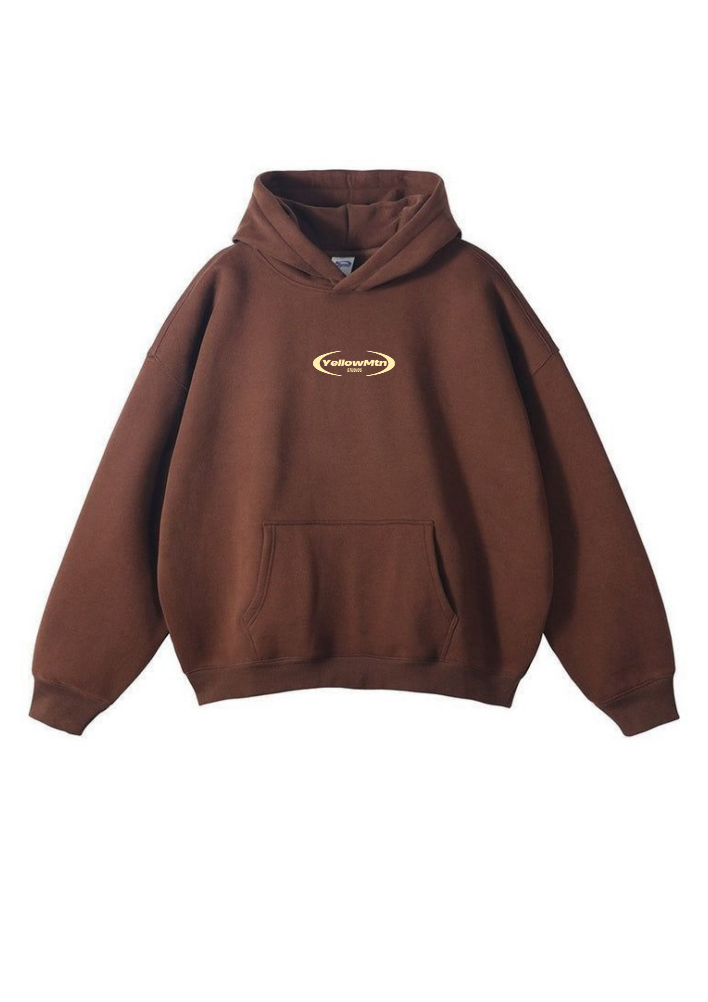 "YELLOW MOUNTAIN DESIGN” CARAMEL BOXY HOODIE UNISEX