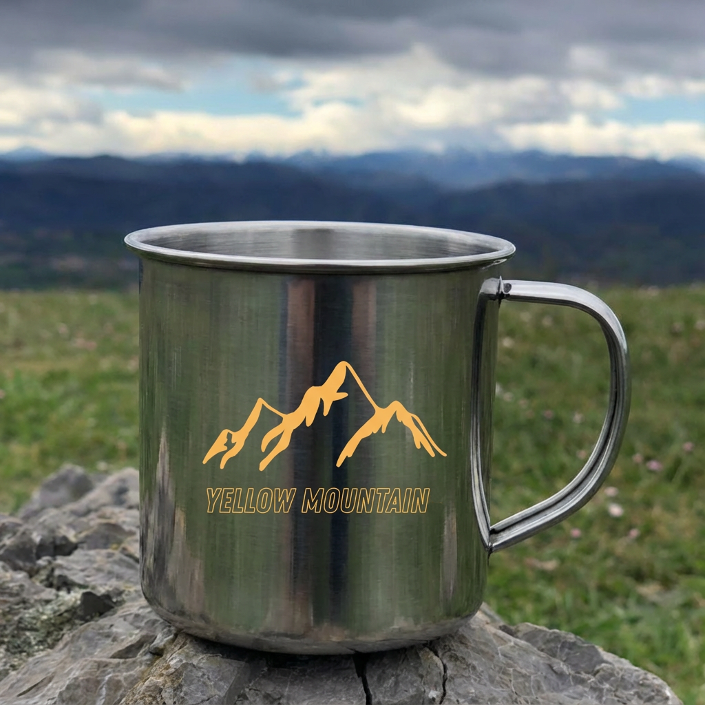 Taza Yellow Mountain® de Acero Inoxidable – Compacta, Resistente y Lista para la Aventura