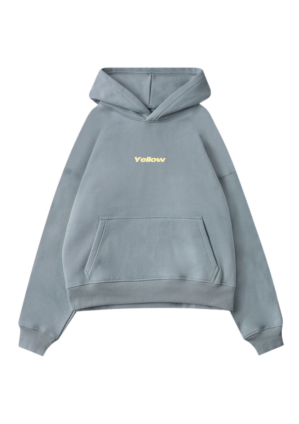 "VERTICAL YELLOW” BLUE GRAY BOXY HOODIE UNISEX