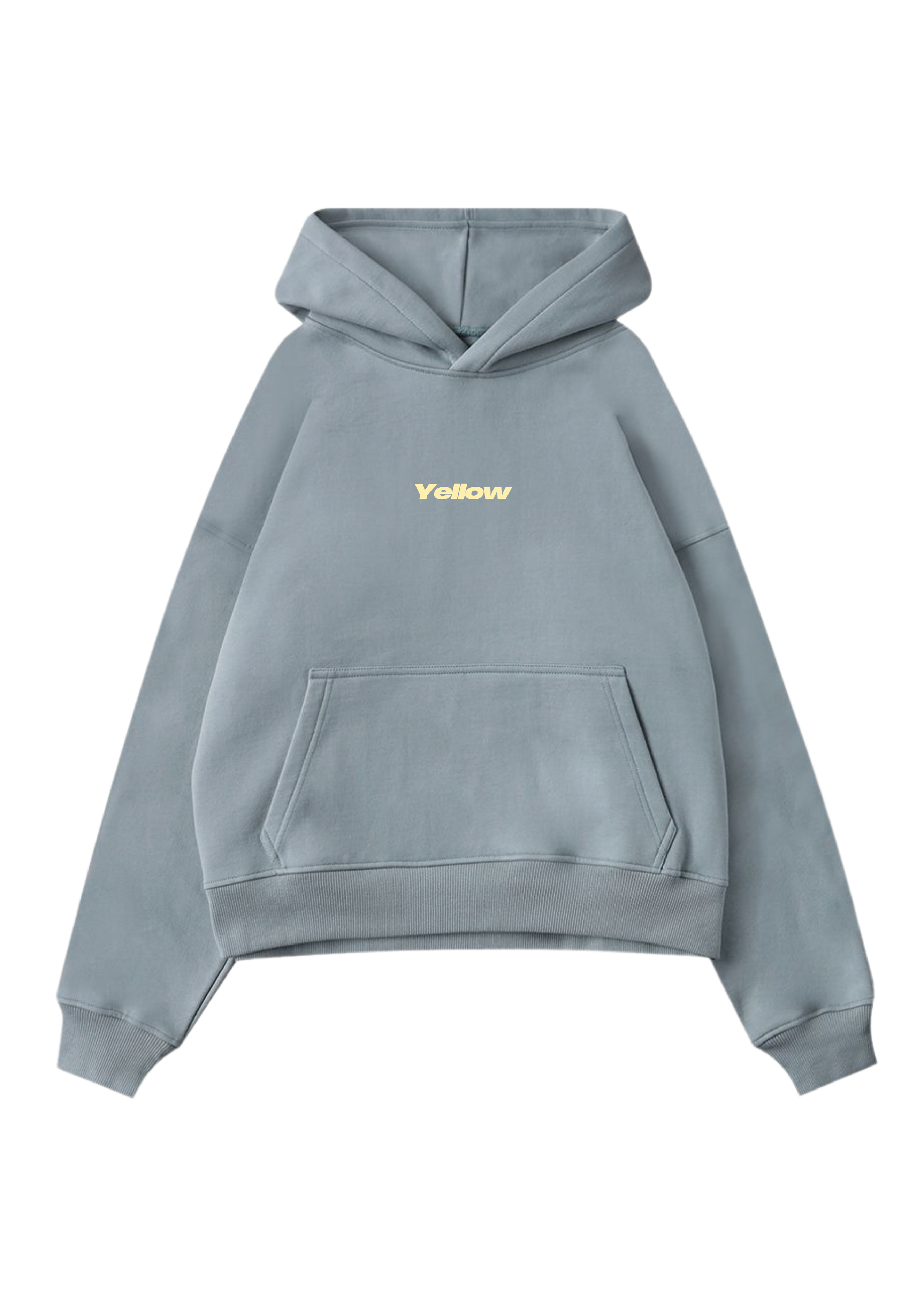 "VERTICAL YELLOW” BLUE GRAY BOXY HOODIE UNISEX