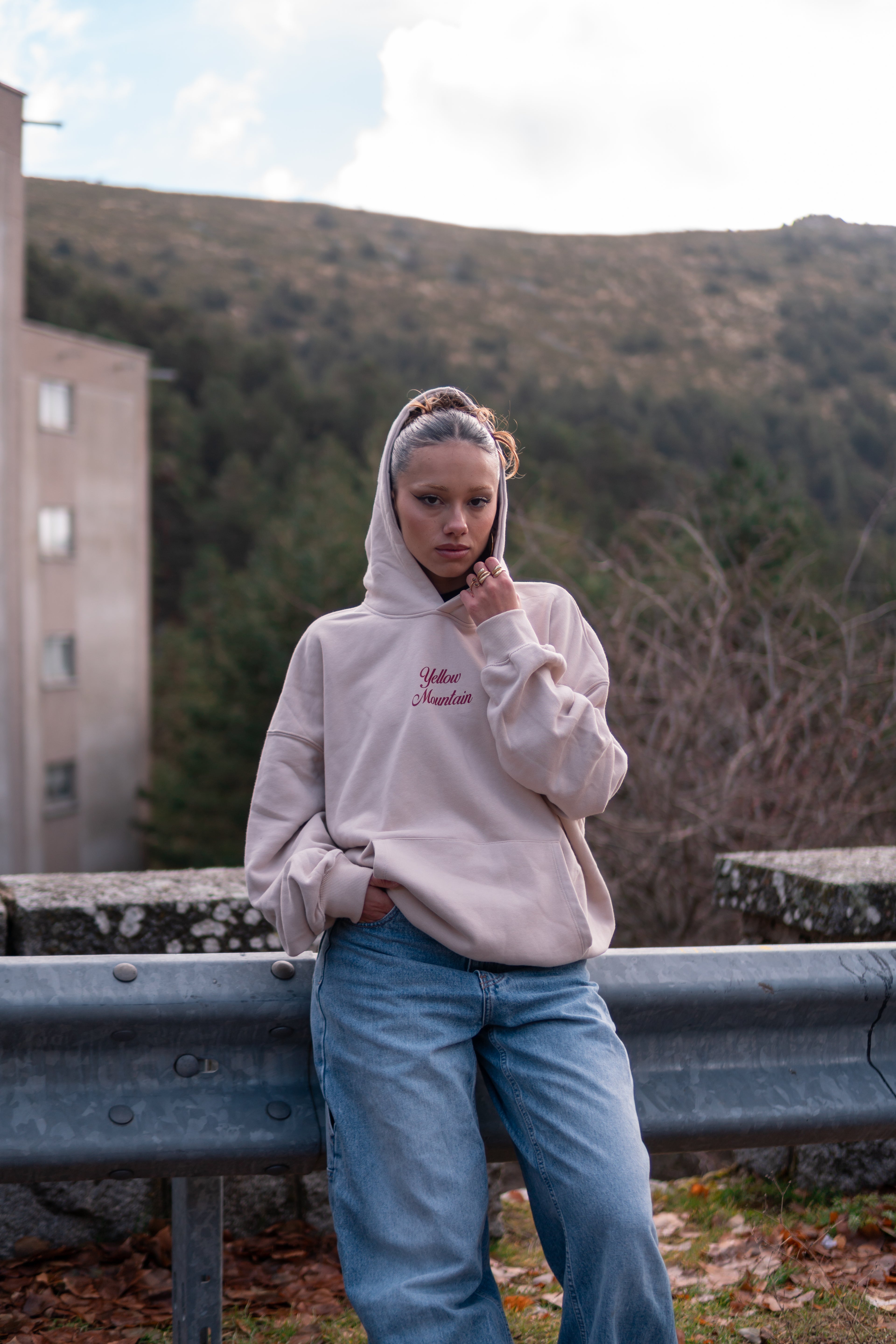 "PRETTY GIRLS LIKE SKIING” COCONUT MILK BOXY HOODIE UNISEX